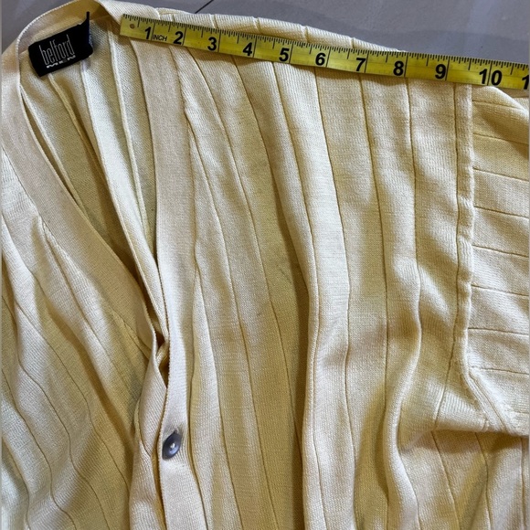 BELFORD Long Sleeve V-neck Ivory Tunic Sweater Knit Top Size L buttons  yellow - Picture 7 of 16